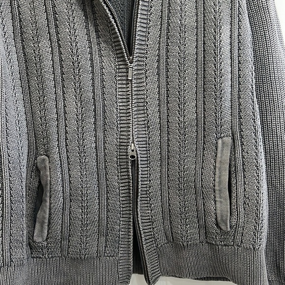 KINROSS STONEWASHED ZIP FRONT CARDIGAN, CHUNKY CABLE GRANDPA, UNISEX - Picture 4 of 9
